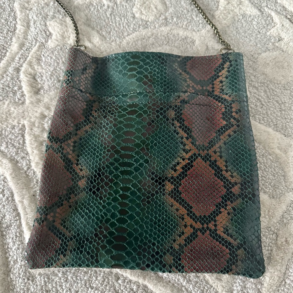 Free People Green and Brown Snake Print Women's Bag